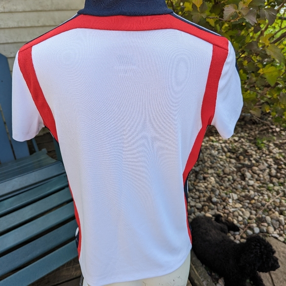 Women's Tail Performance Golf SS zip placket stretch red white blue shirt sz Med - Picture 4 of 5